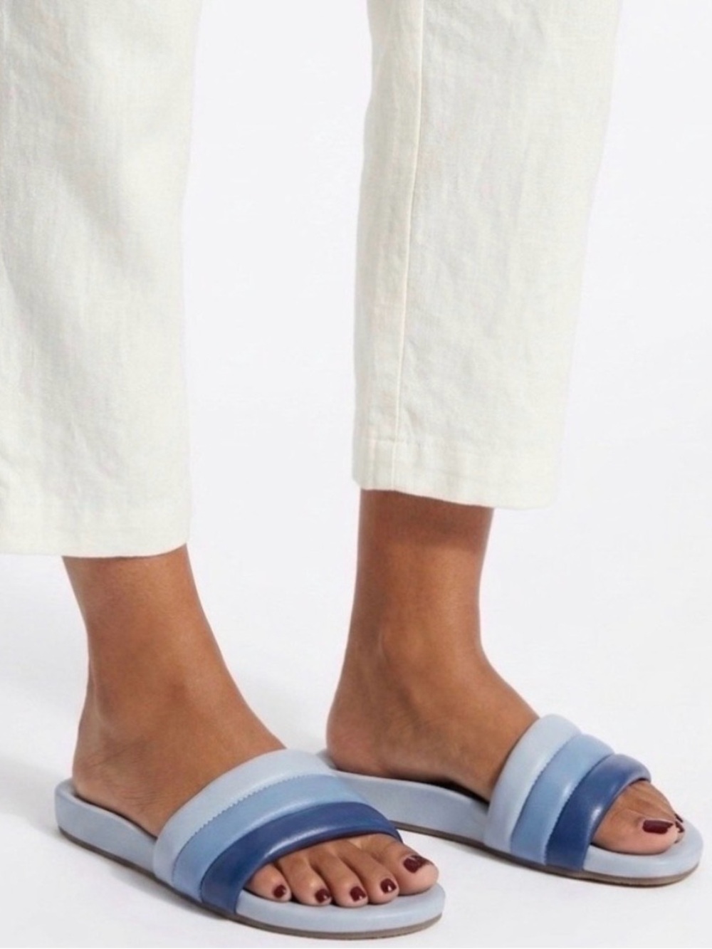 Seychelles Low Key Leather Summer Puffer Slides - Size 8